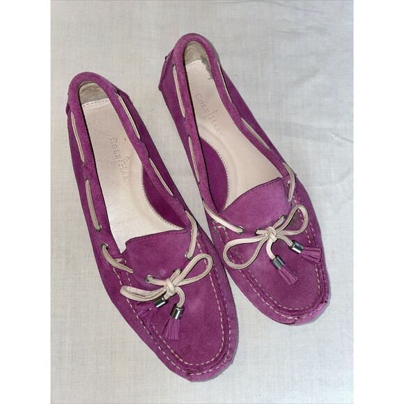 Cole Haan Casual Shoes Women’s Size 7 B Pink Leather Comfort Bow Toe Boat - Picture 1 of 12